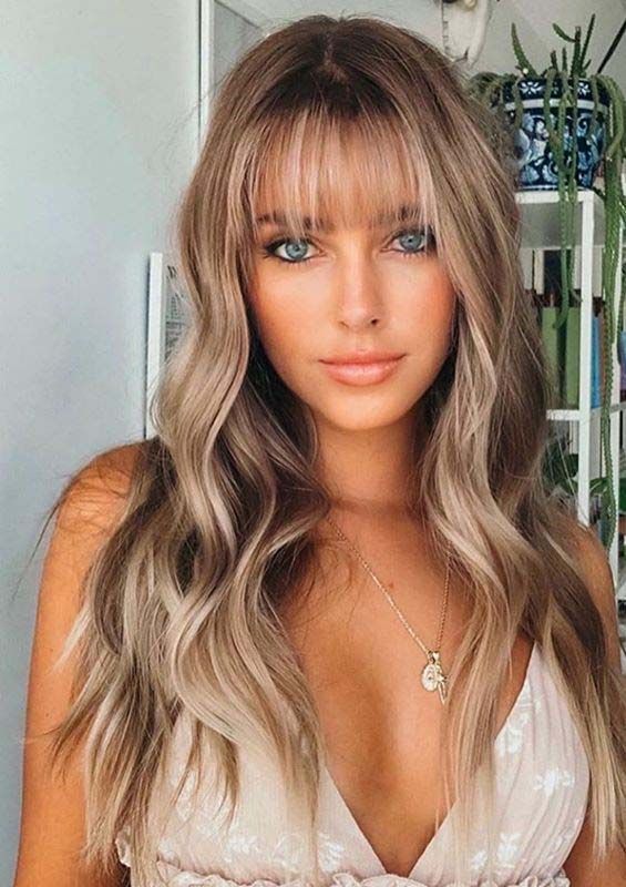 Creative Hair Styling: Wispy Curtain Bangs with Platinum Blonde Hair Colour Ideas
