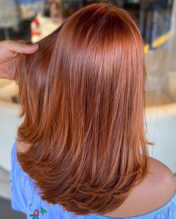 With Blunt Ends: Soft Copper Hair Color