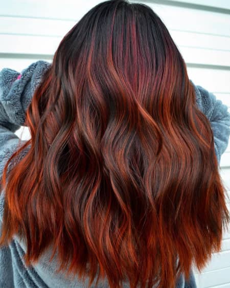 Hairstyles with Copper Shades and Natural Roots