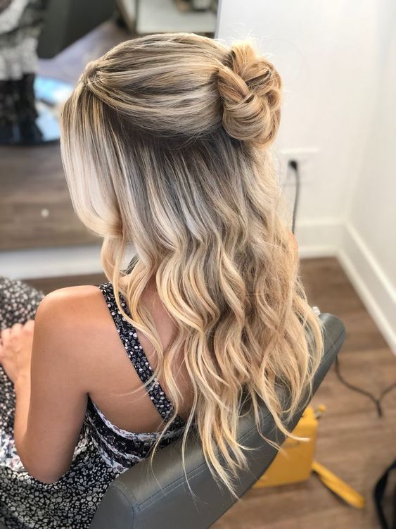Platinum Blonde Hair Ideas for Half-Up Top Knot