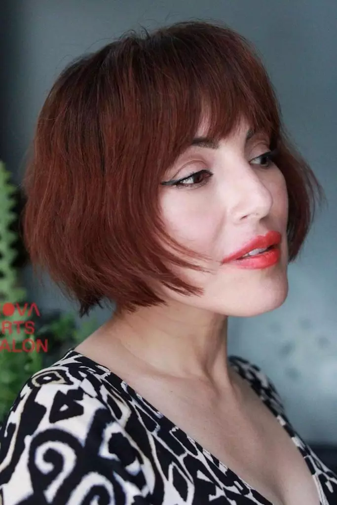 Hair Color Ideas in Copper Paired with a Sleek Bob Haircut