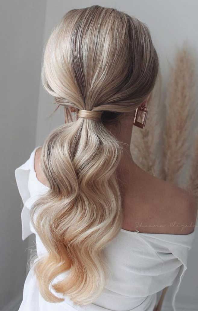 Hairstyles with a Brazilian Blowout and Platinum Highlights for Ponytails