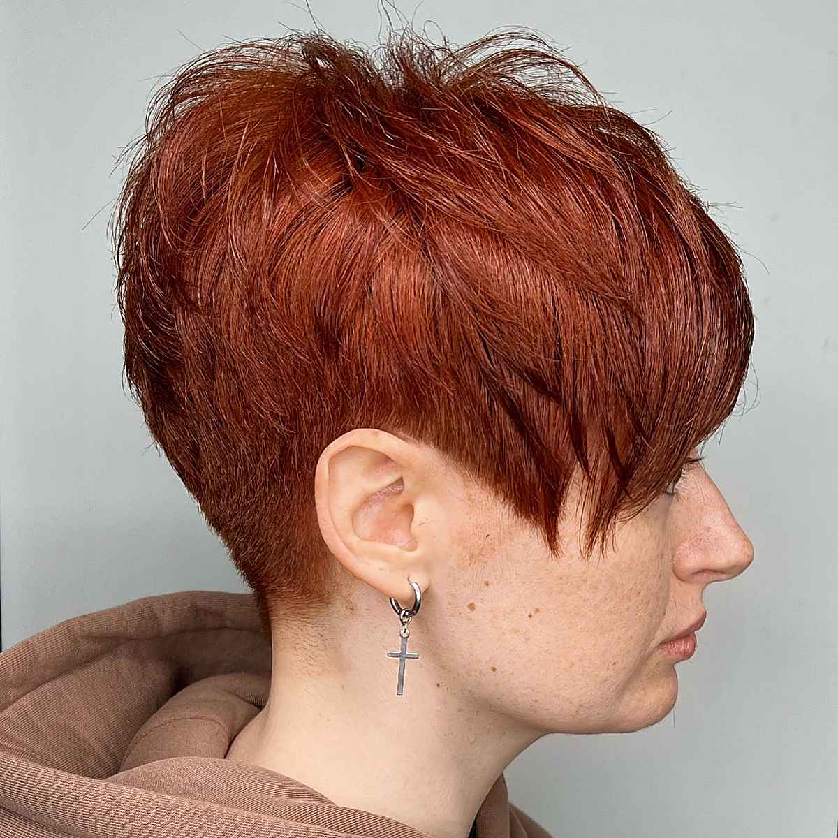 Copper Hair Color Ideas with a Messy Pixie