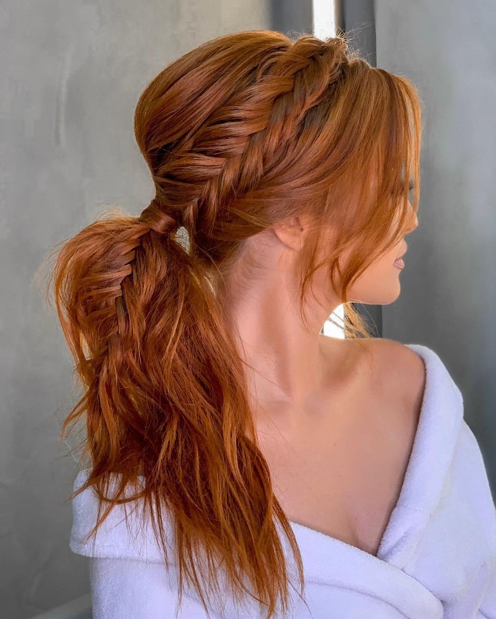 Copper Peach Fishtail Braid Ideas Hair of Hues in High Ponytail