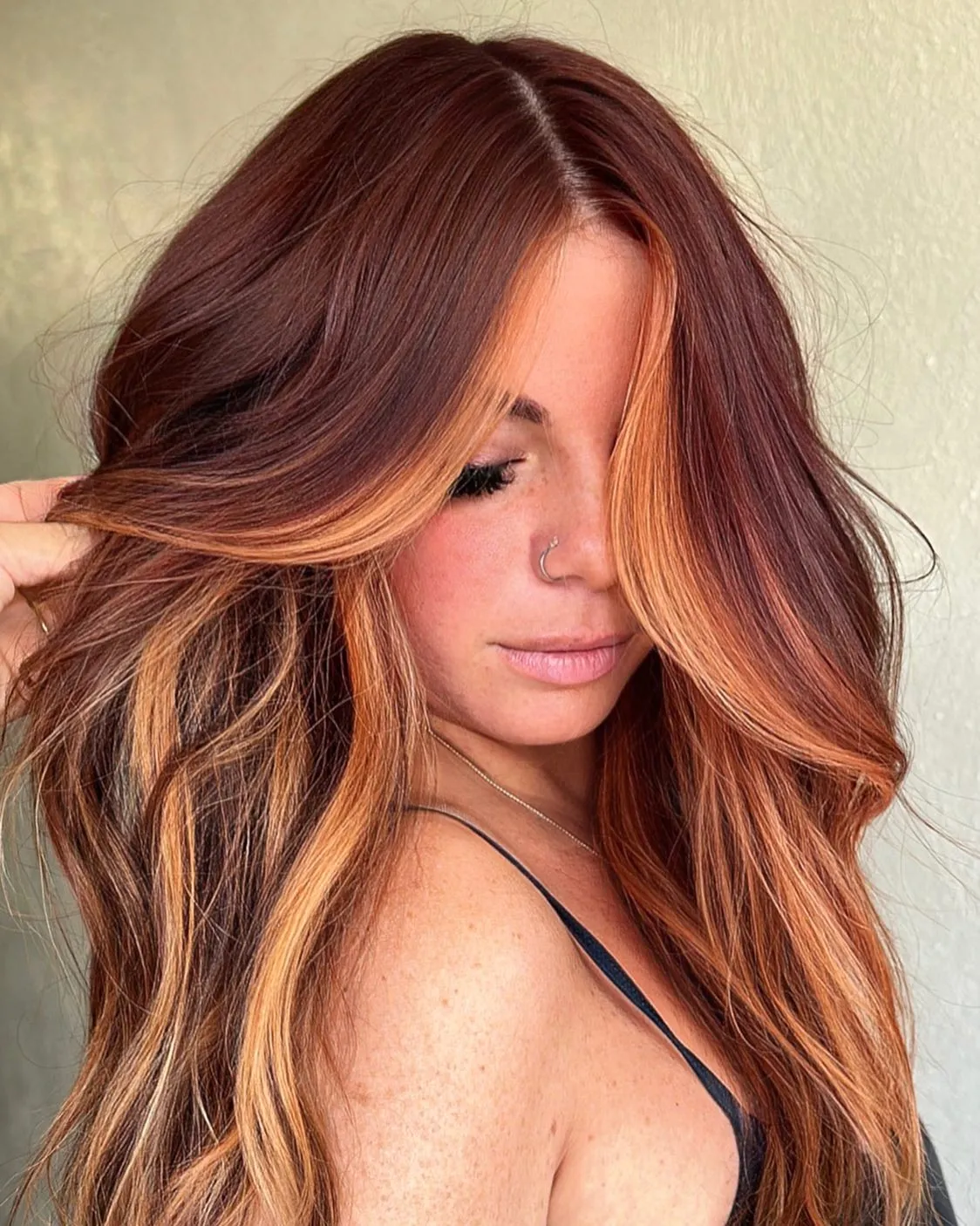 Copper Peach Hair Color Ideas and Face Framing Layers