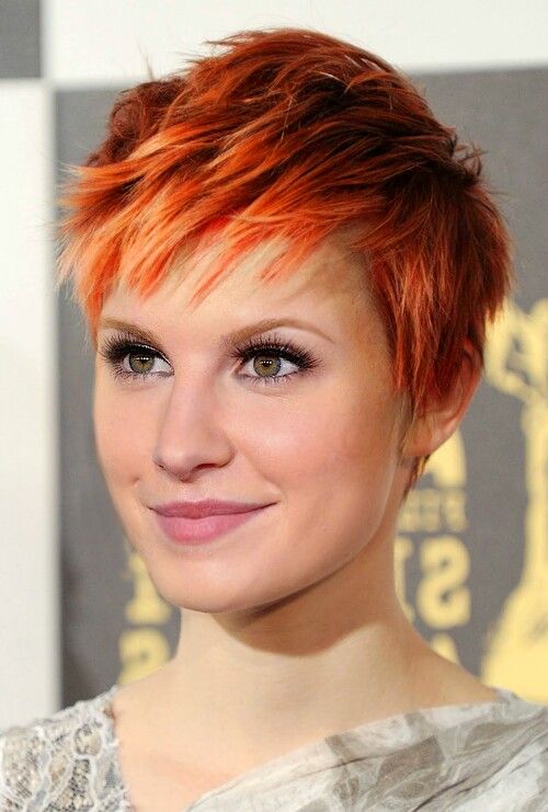 Copper Peach Hair Color Ideas on Pixie Cut