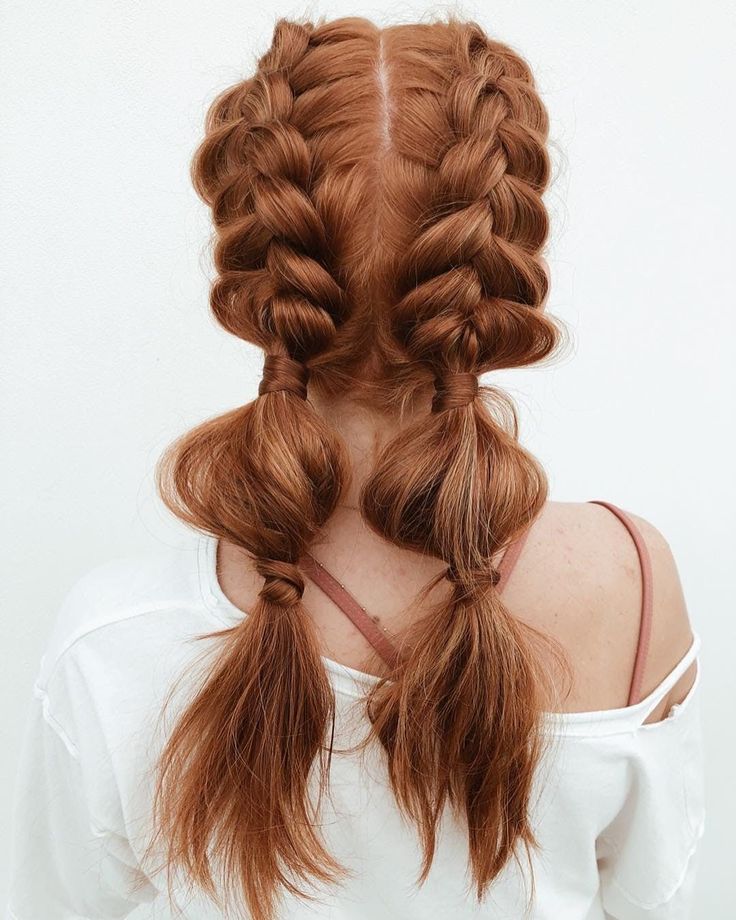 Copper Peach Hair Color Ideas with Bubble Braids