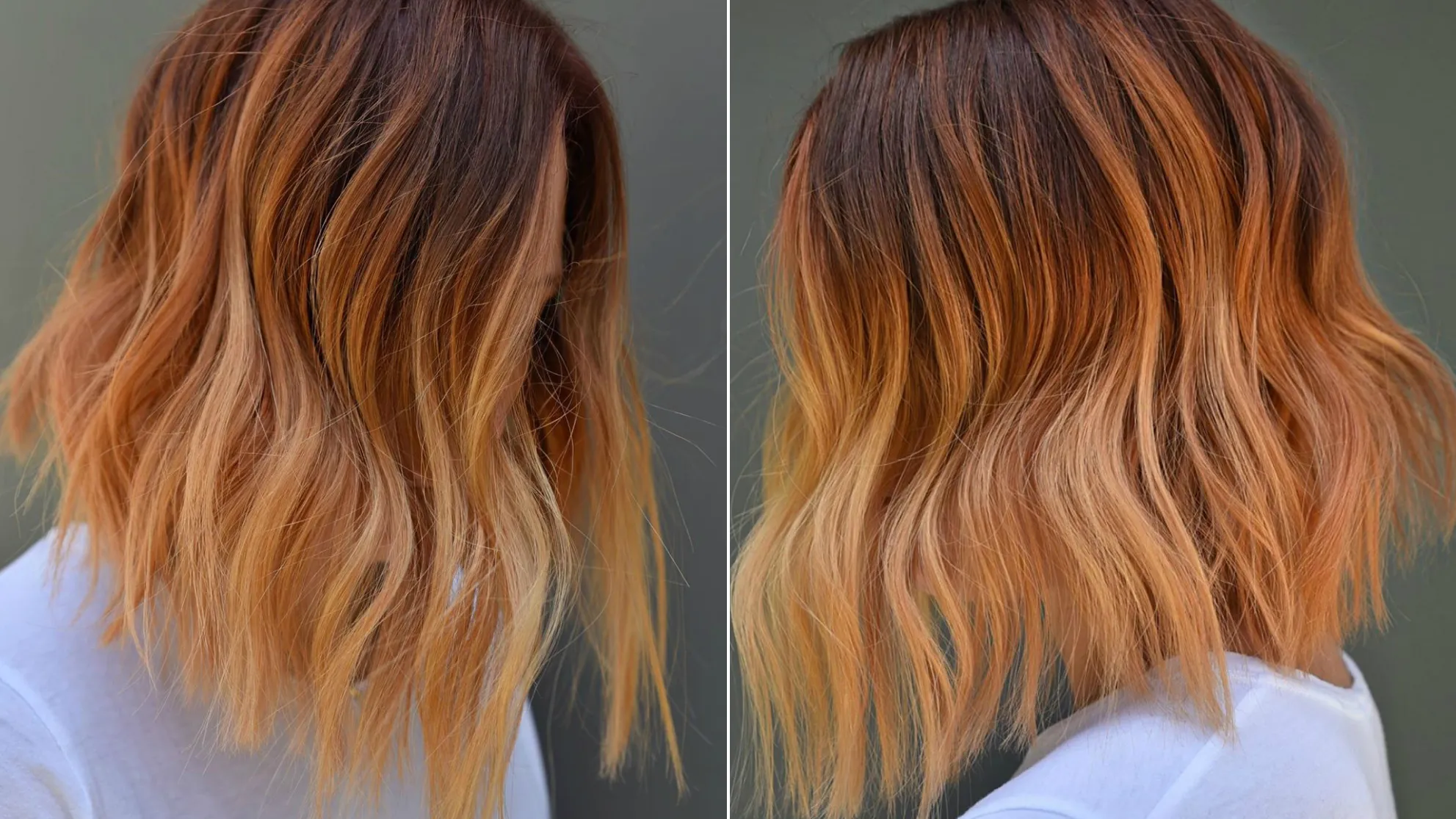 Copper Peach Lob Hair Color Ideas