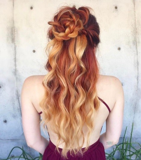 Ideas for Copper Peach Hair with Dutch Braids