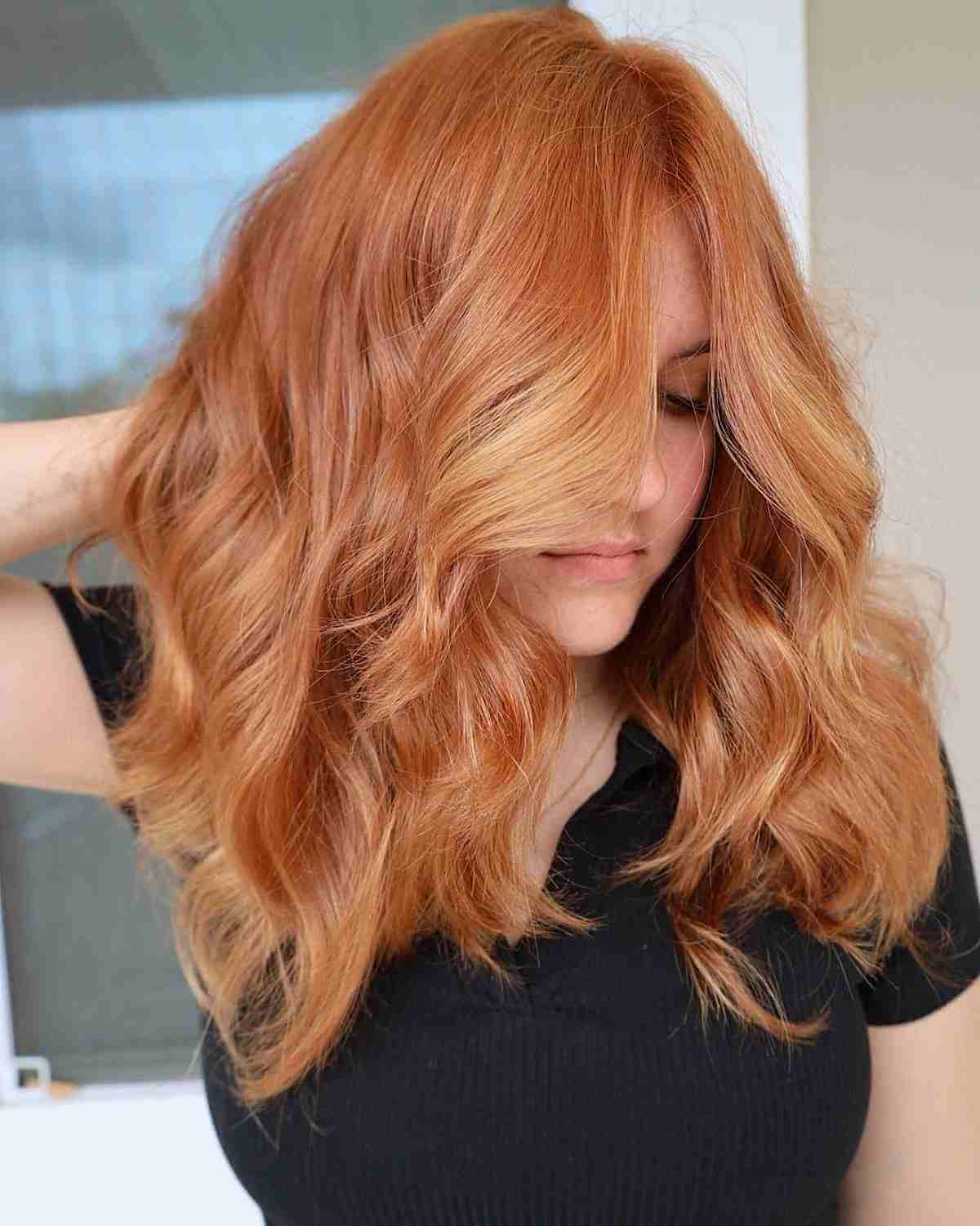 Peach Copper Shag Hair Color Ideas